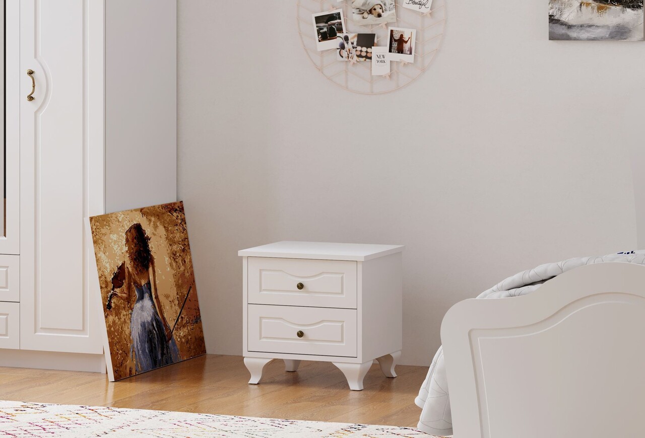 Noptiera, Hanah Home, Rb-108, 45x45x40 cm, Alb mat - imagine 6